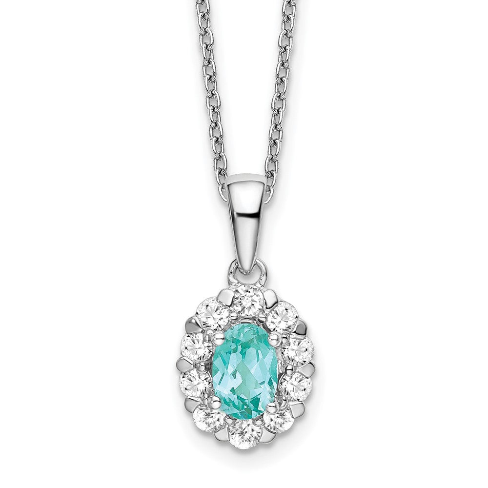 14K White Gold Lab Grown VS/SI FGH Dia & Cr Paraiba Pendant Necklace