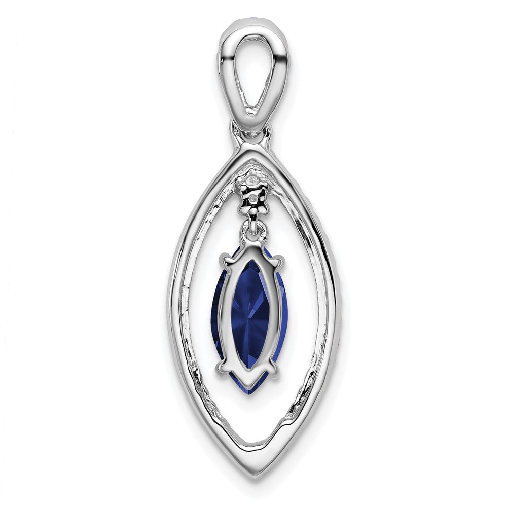 14K White Gold Lab Grown VS/SI FGH Dia and Created Blue Sapphire Chain Slid