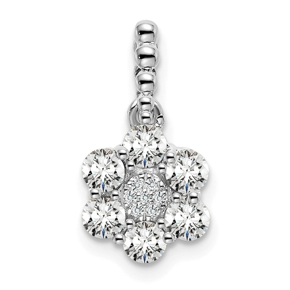 14K White Gold Lab Grown Diamond VS/SI FGH Floral Pendant