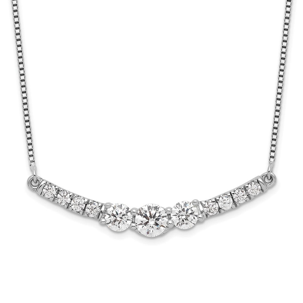 14K White Gold Lab Grown Diamond VS/SI FGH 3-Stone Bar Necklace