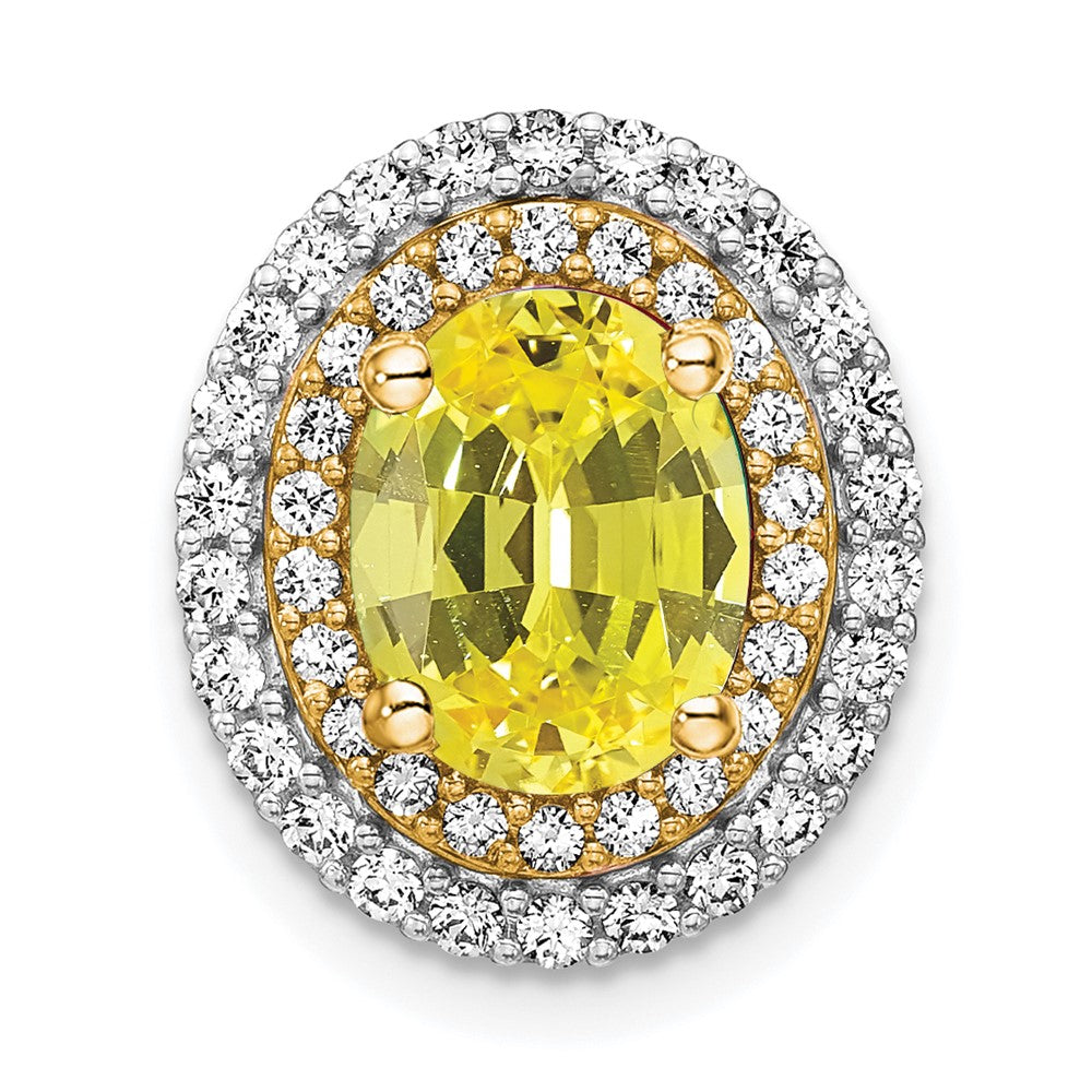 14K Two-Tone Lab Grown VS/SI FGH Dia & Created Yellow Sapphire Pendant