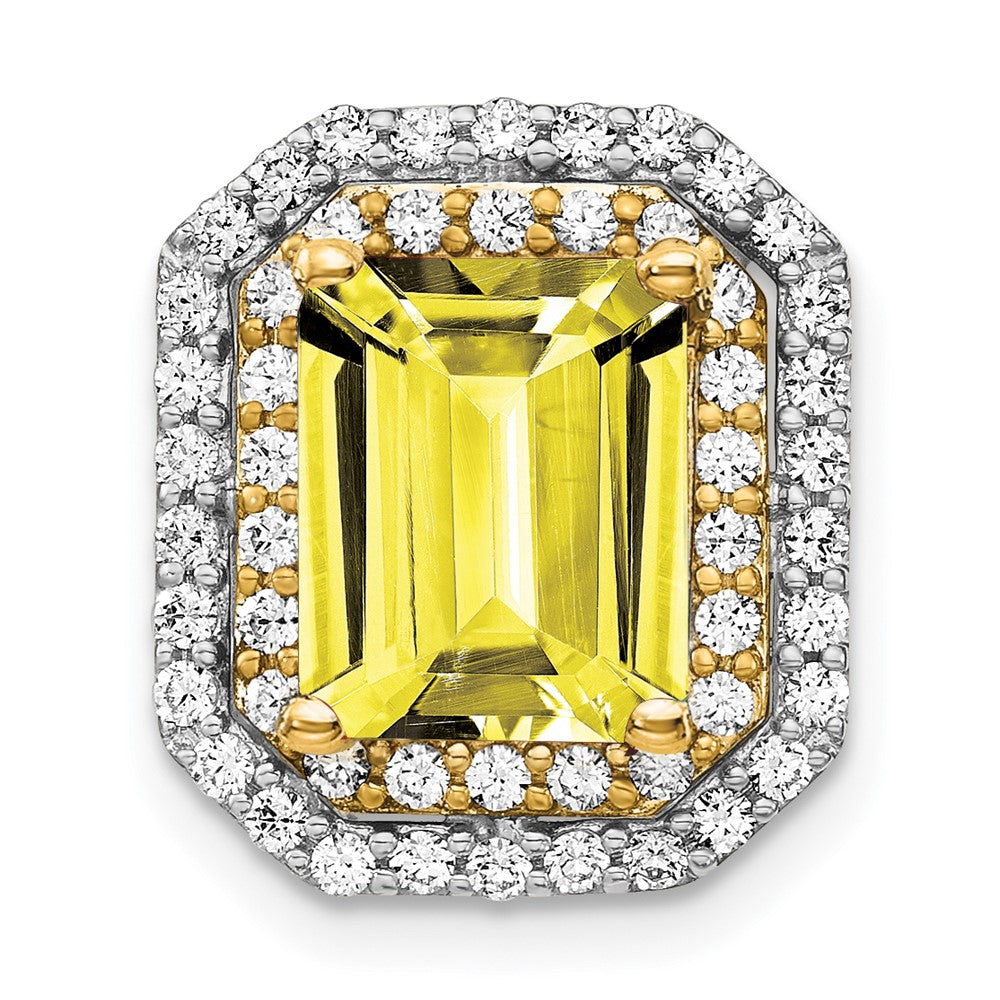 14K Two-Tone Lab Grown VS/SI FGH Dia & Created Yellow Sapphire Pendant