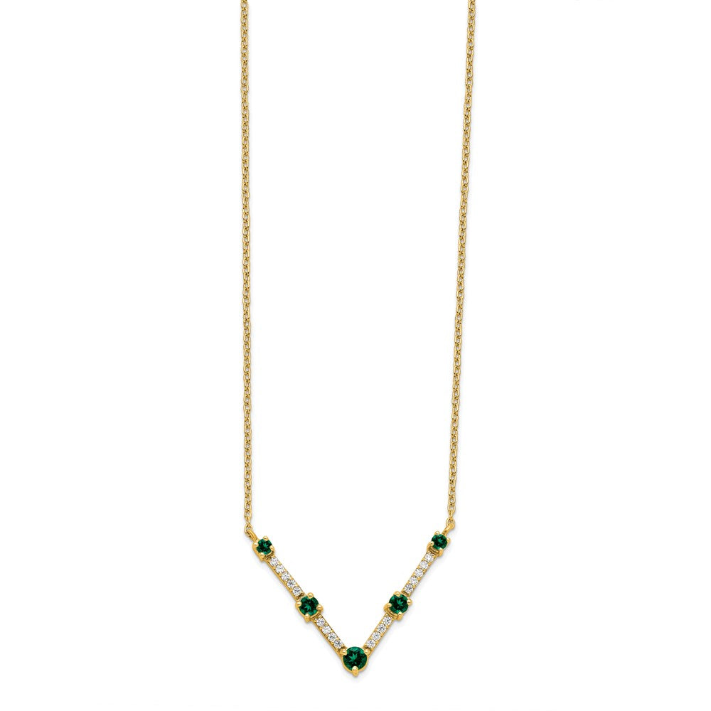 14K Lab Grown VS/SI FGH Dia & Created Emerald Necklace