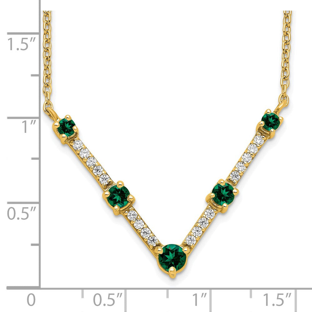 14K Lab Grown VS/SI FGH Dia & Created Emerald Necklace