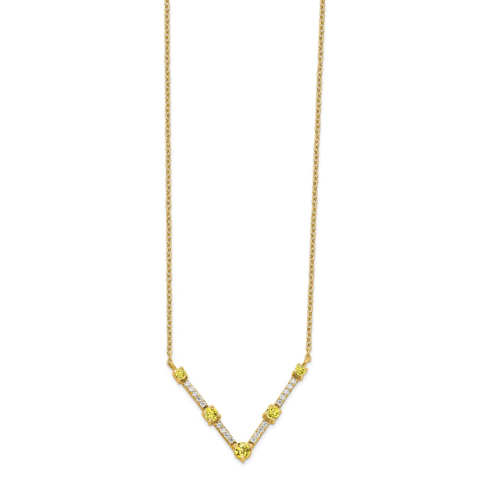 14K Lab Grown VS/SI FGH Dia & Created Yellow Sapphire Necklace