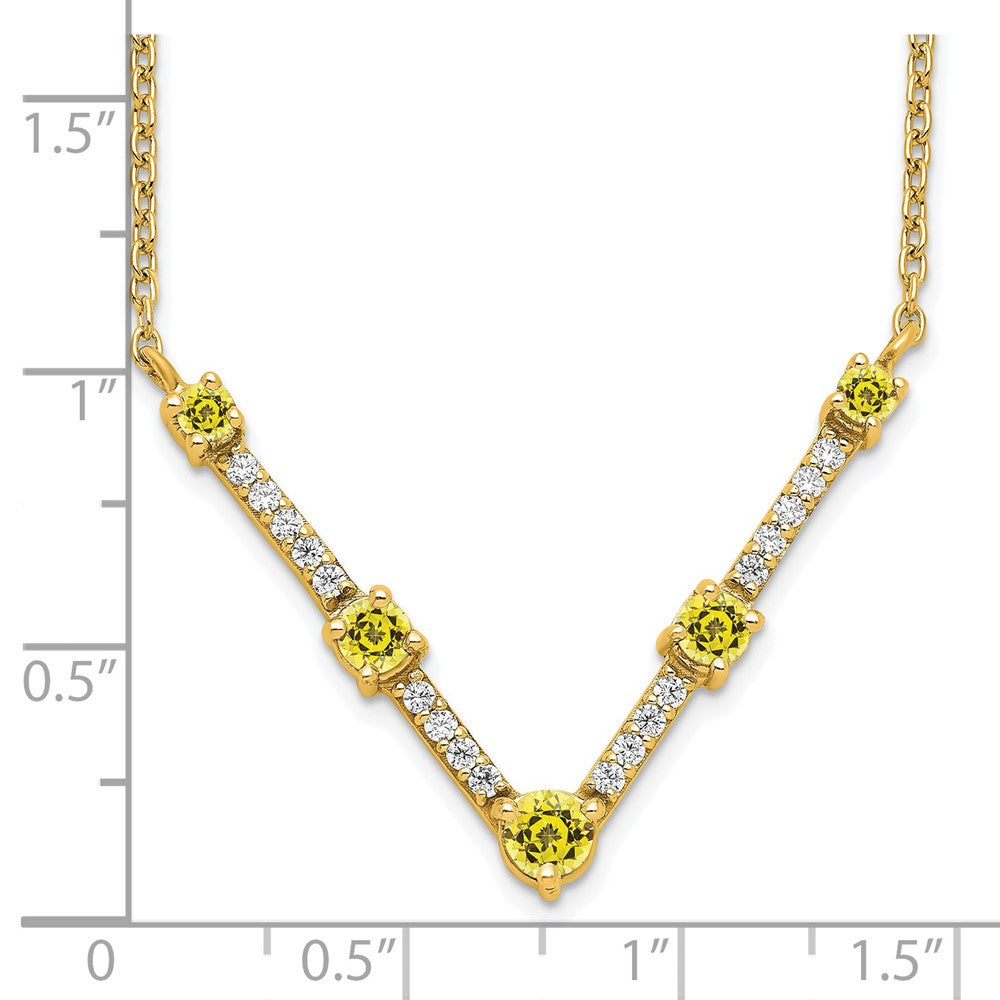 14K Lab Grown VS/SI FGH Dia & Created Yellow Sapphire Necklace