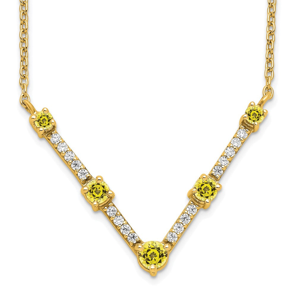 14K Lab Grown VS/SI FGH Dia & Created Yellow Sapphire Necklace