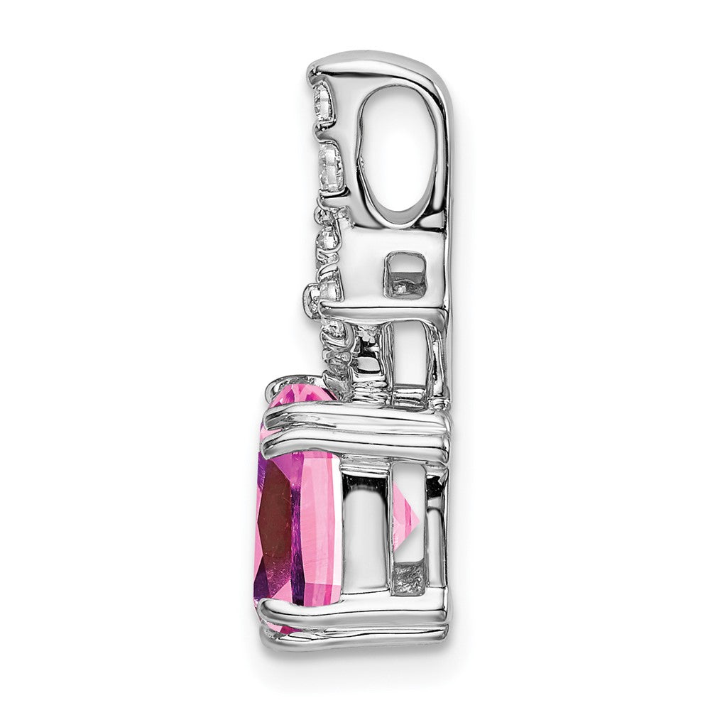 14K White Gold Lab Grown VS/SI FGH Dia & Created Pink Sapphire Pendant