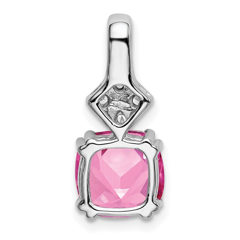 14K White Gold Lab Grown VS/SI FGH Dia & Created Pink Sapphire Pendant