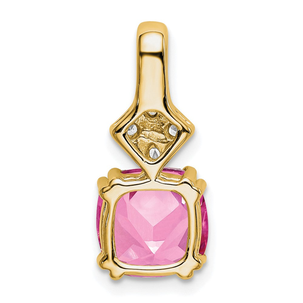 14K Lab Grown VS/SI FGH Dia & Created Pink Sapphire Pendant