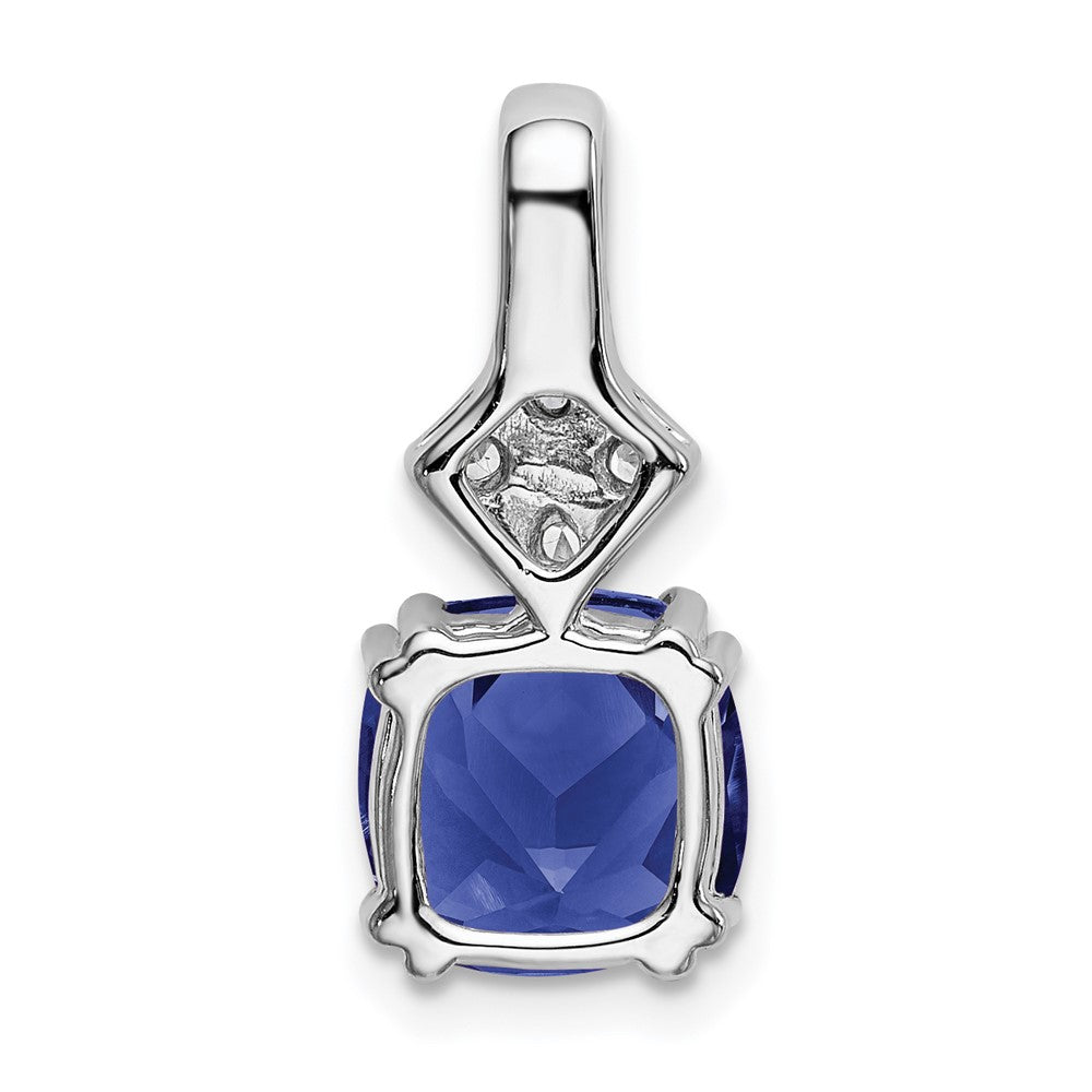 14K White Gold Lab Grown VS/SI FGH Dia & Created Blue Sapphire Pendant