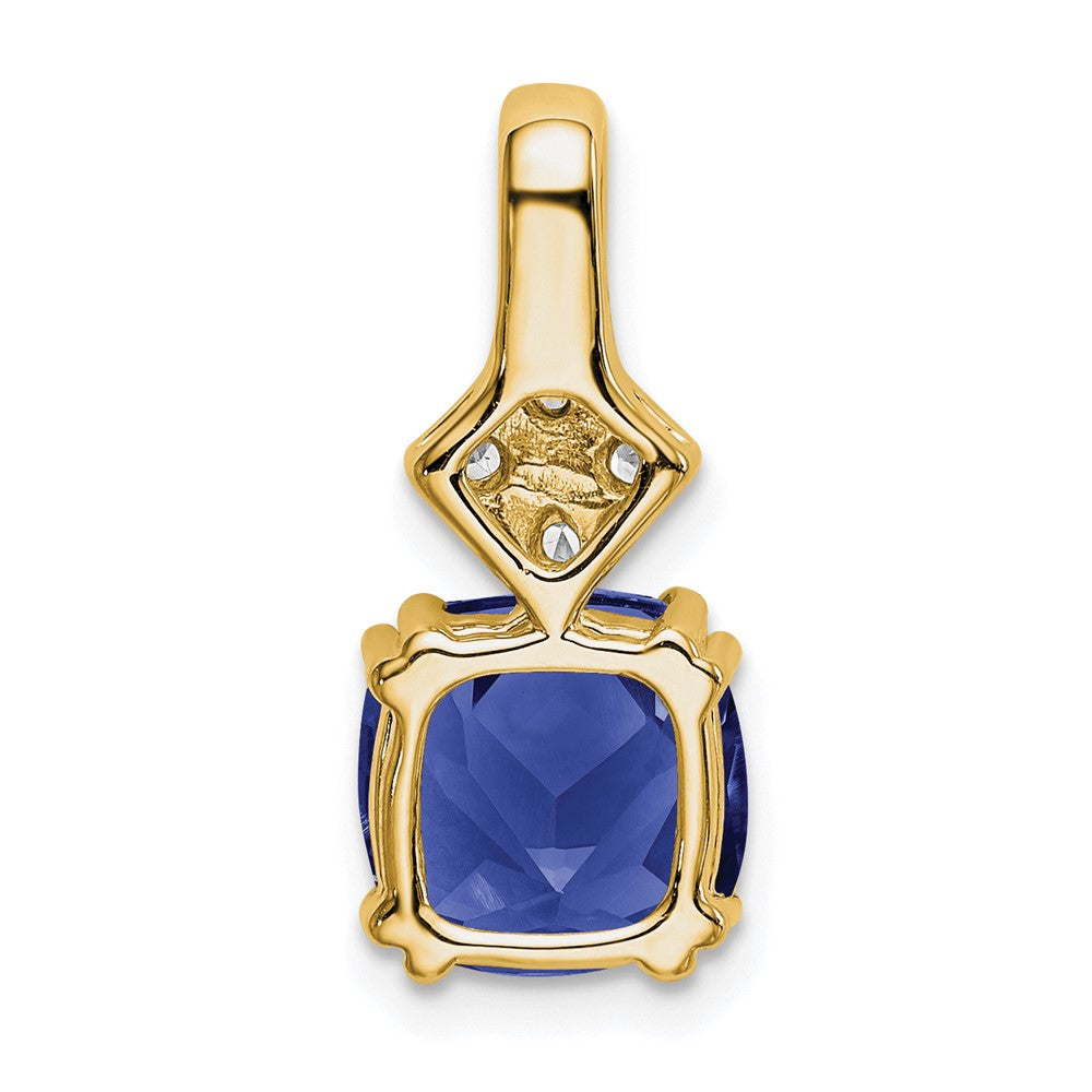 14K Lab Grown VS/SI FGH Dia & Created Blue Sapphire Pendant