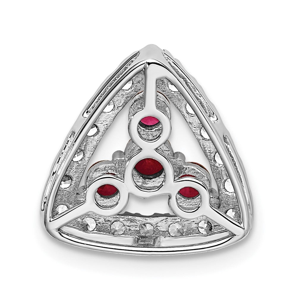 14K White Gold Lab Grown Diamond VS/SI FGH & Cr Ruby Triangle Pendan