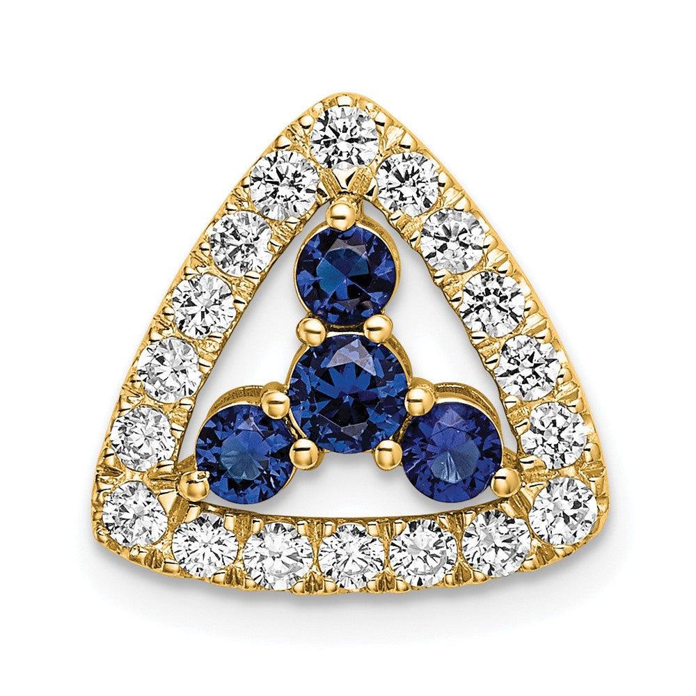 14K Lab Grown Diamond VS/SI FGH & Cr SapphireTriangle Pendant