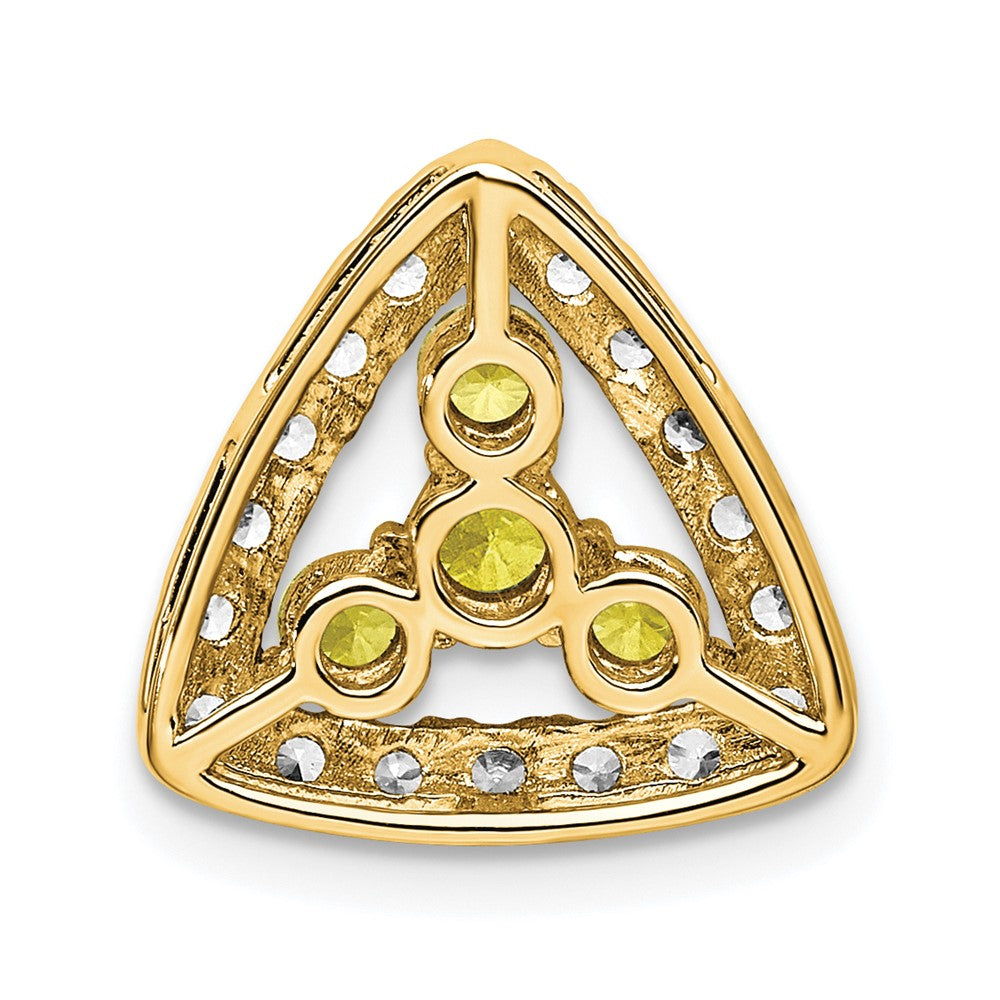 14K Lab Grown Dia. VS/SI FGH & Cr Yellow Sapp Triangle Pendant