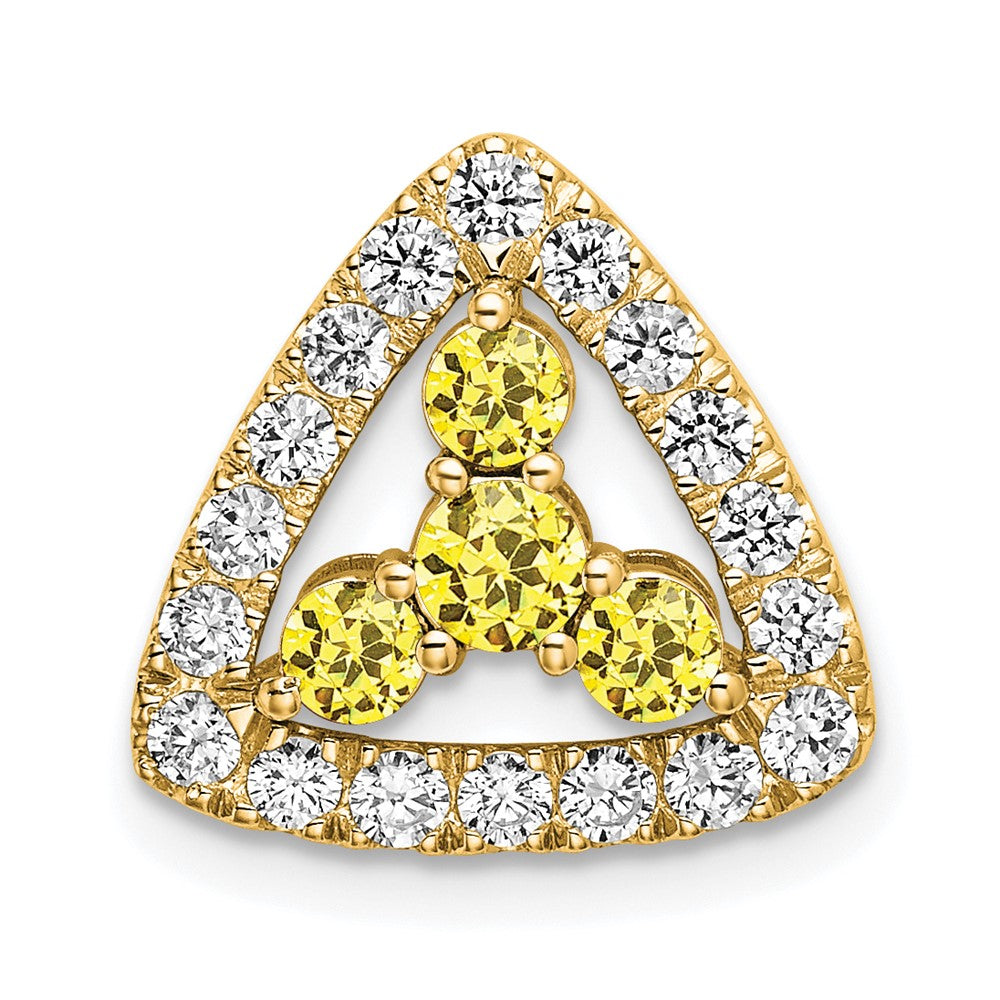 14K Lab Grown Dia. VS/SI FGH & Cr Yellow Sapp Triangle Pendant