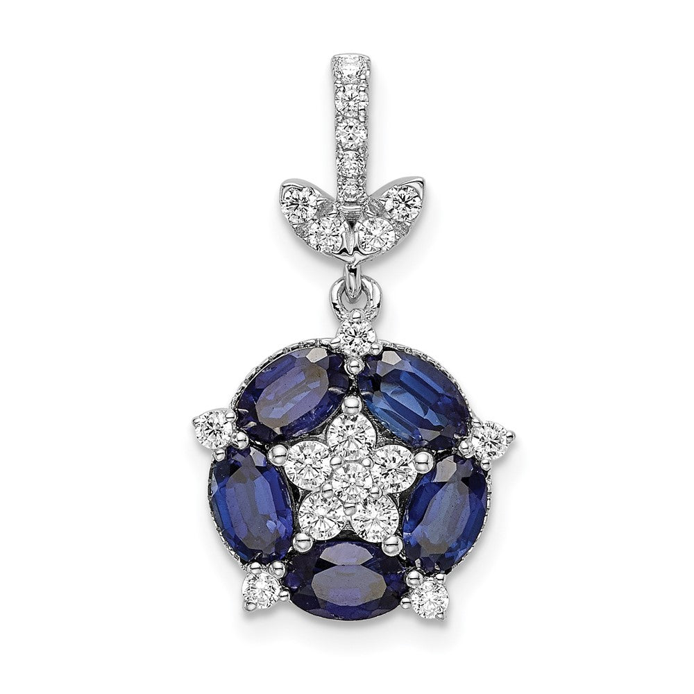 14K White Gold Lab Grown Diamond VS/SI FGH & Cr Sapphire Pendant