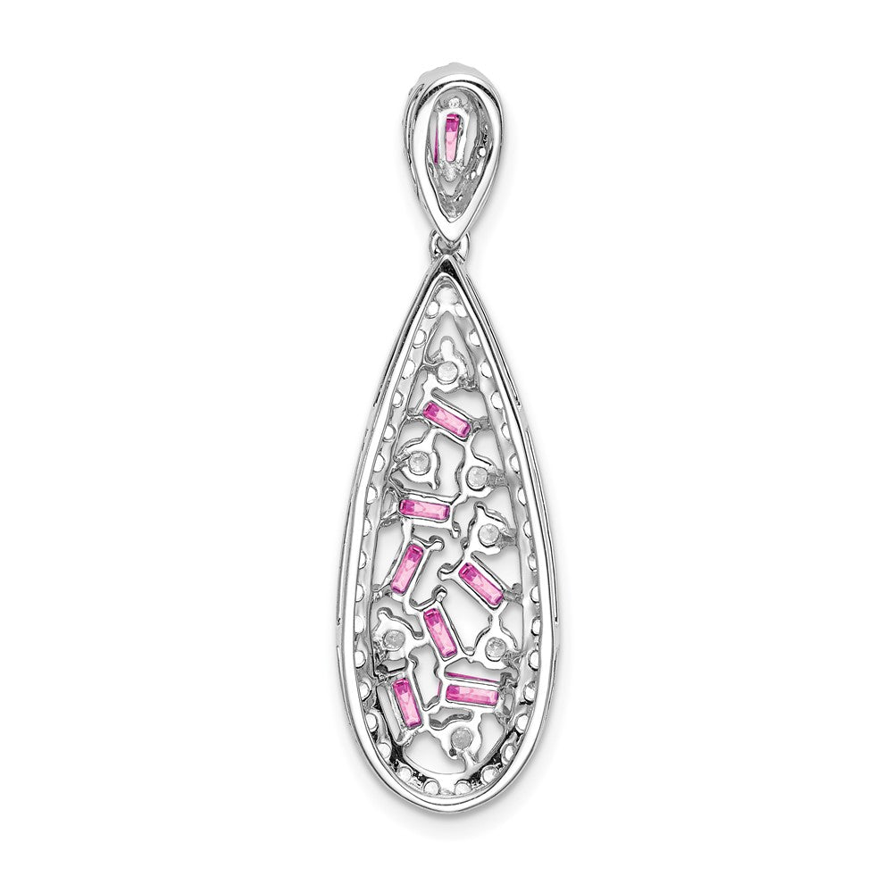 14K White Gold Pure Serenity Lab Grown VS/SI FGH Dia & Cr Pink Sapp Pendant