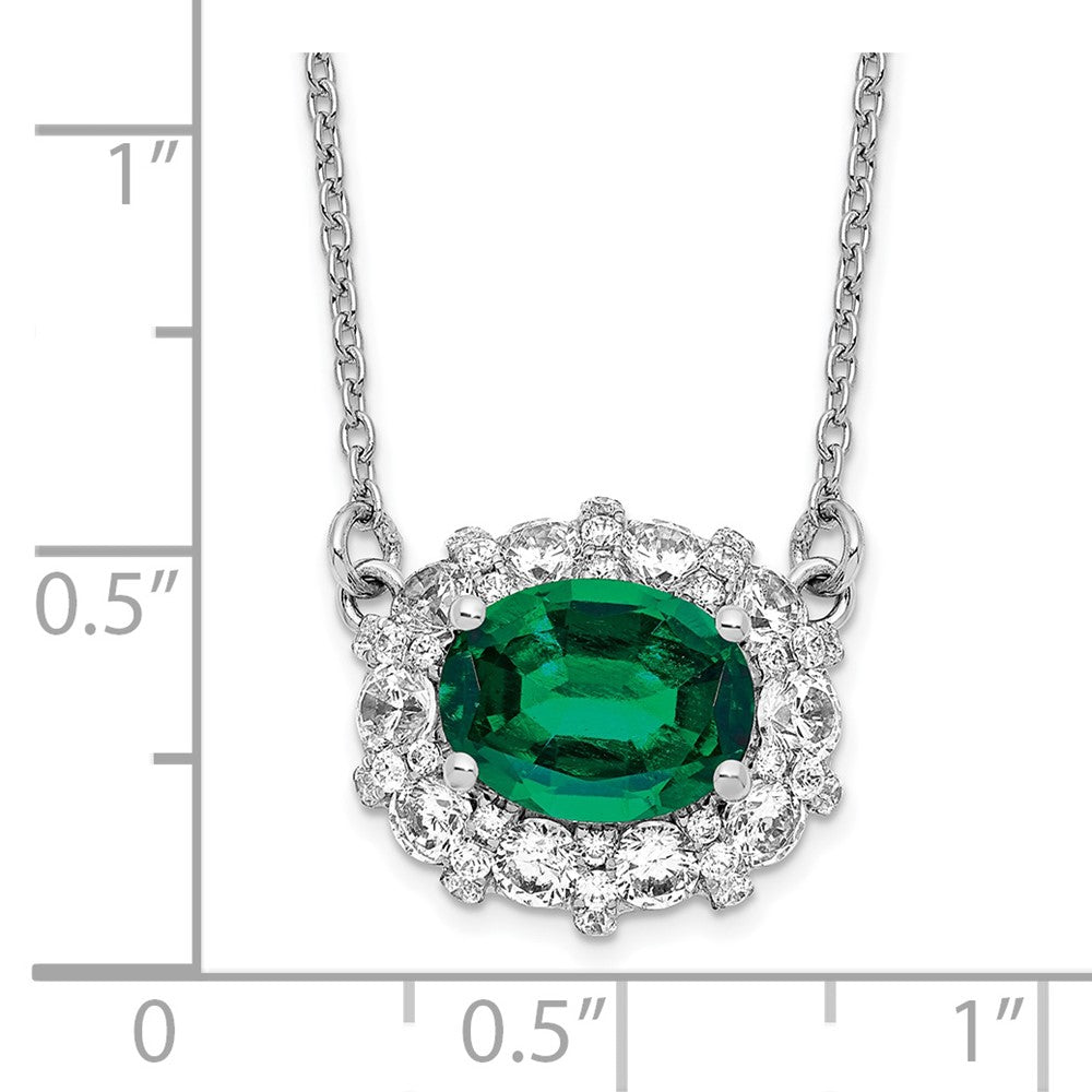 14K White Gold Lab Grown Dia. VS/SI FGH Lab Created Emerald Necklace