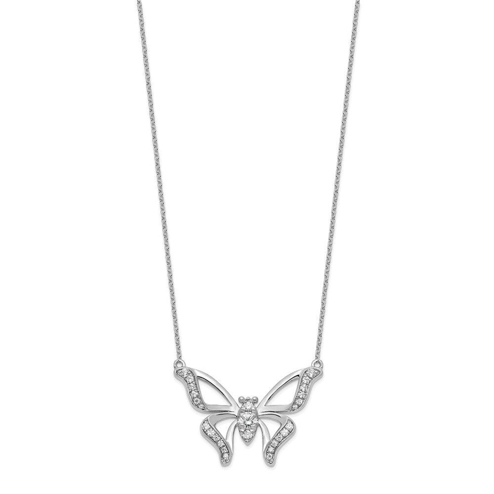 14K White Gold Lab Grown Diamond VS/SI FGH Large Butterfly Necklace