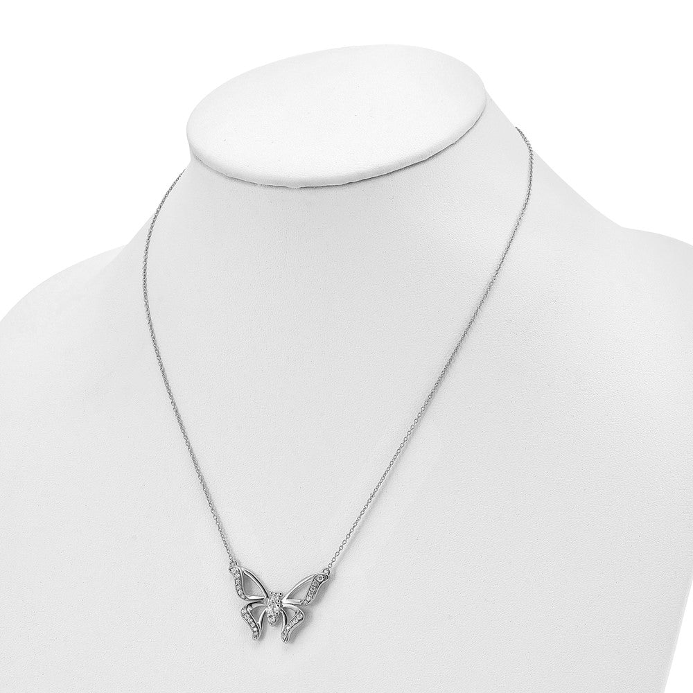 14K White Gold Lab Grown Diamond VS/SI FGH Large Butterfly Necklace