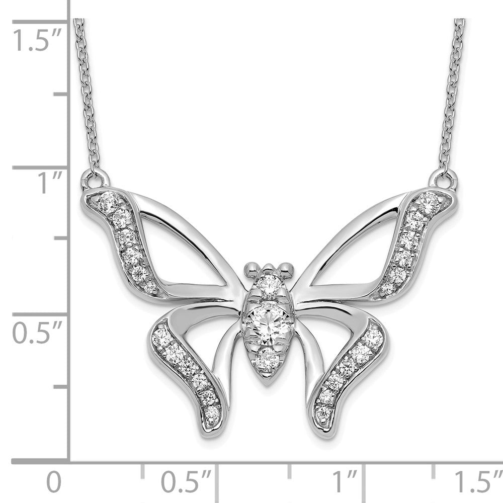 14K White Gold Lab Grown Diamond VS/SI FGH Large Butterfly Necklace