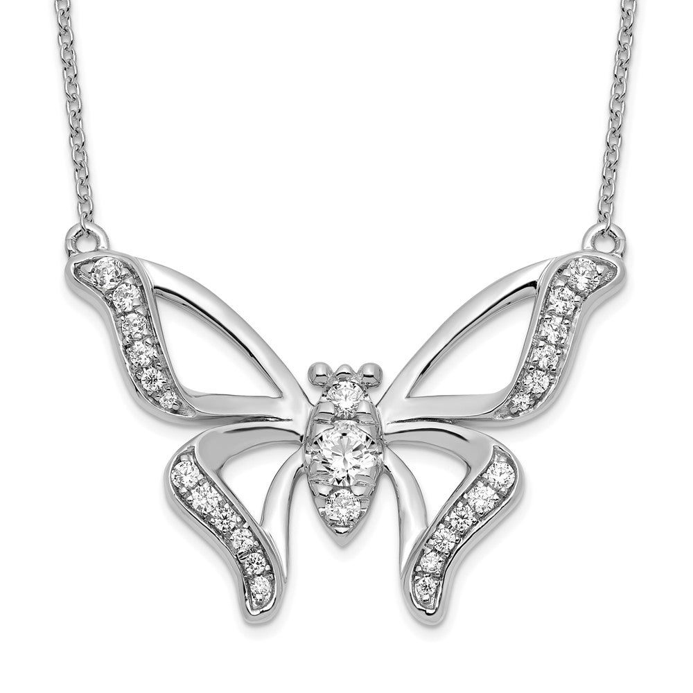 14K White Gold Lab Grown Diamond VS/SI FGH Large Butterfly Necklace