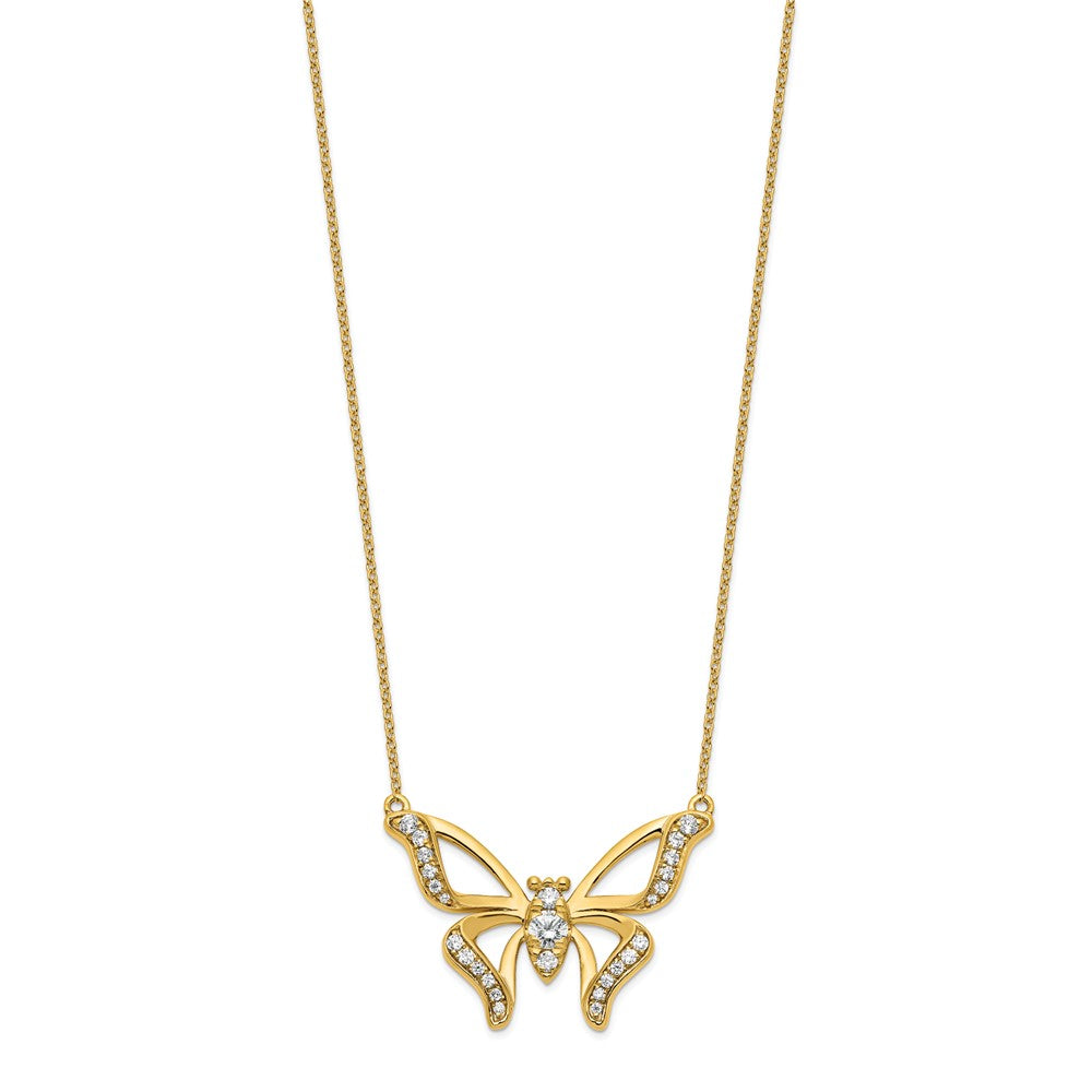 14K Lab Grown Diamond VS/SI FGH Large Butterfly Necklace