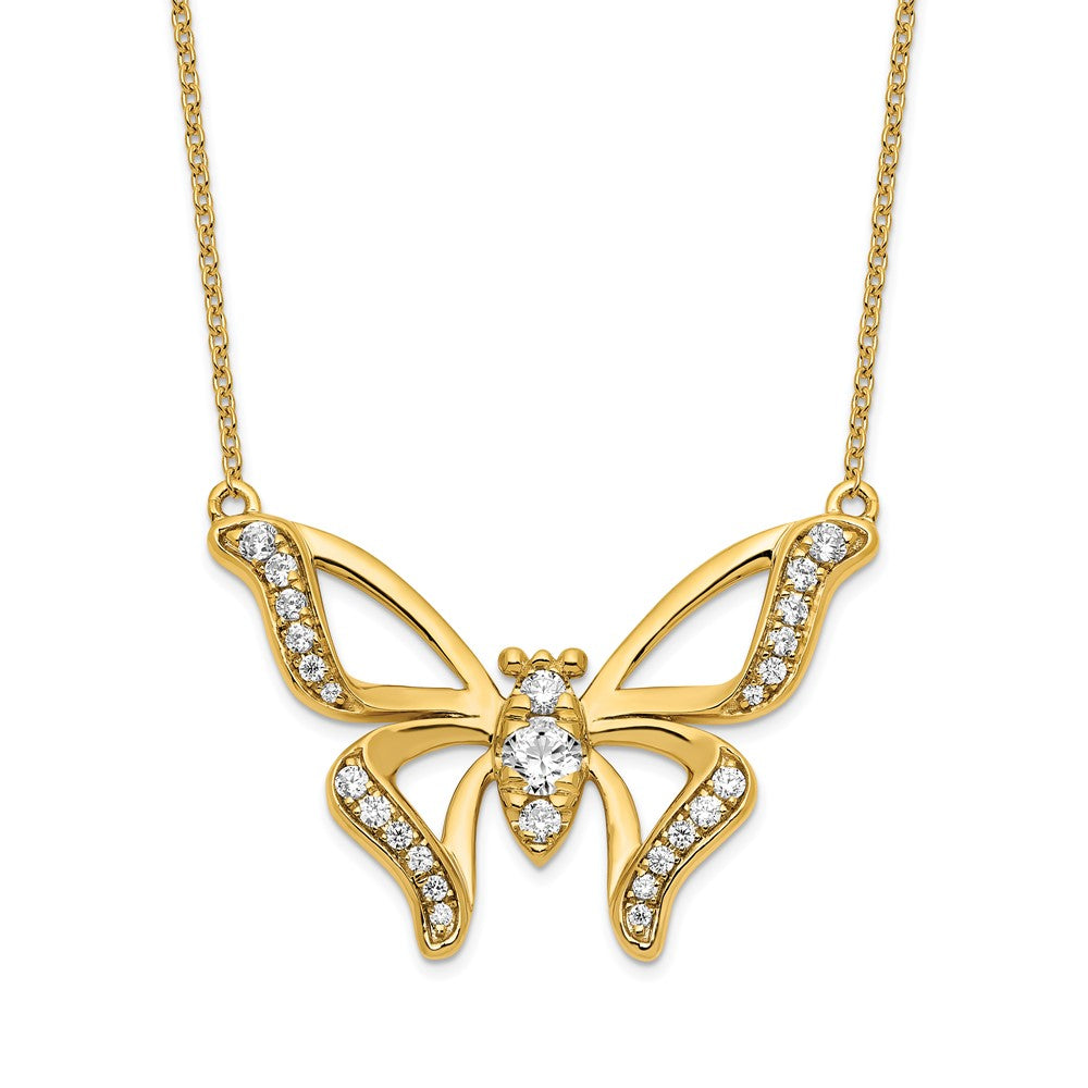 14K Lab Grown Diamond VS/SI FGH Large Butterfly Necklace