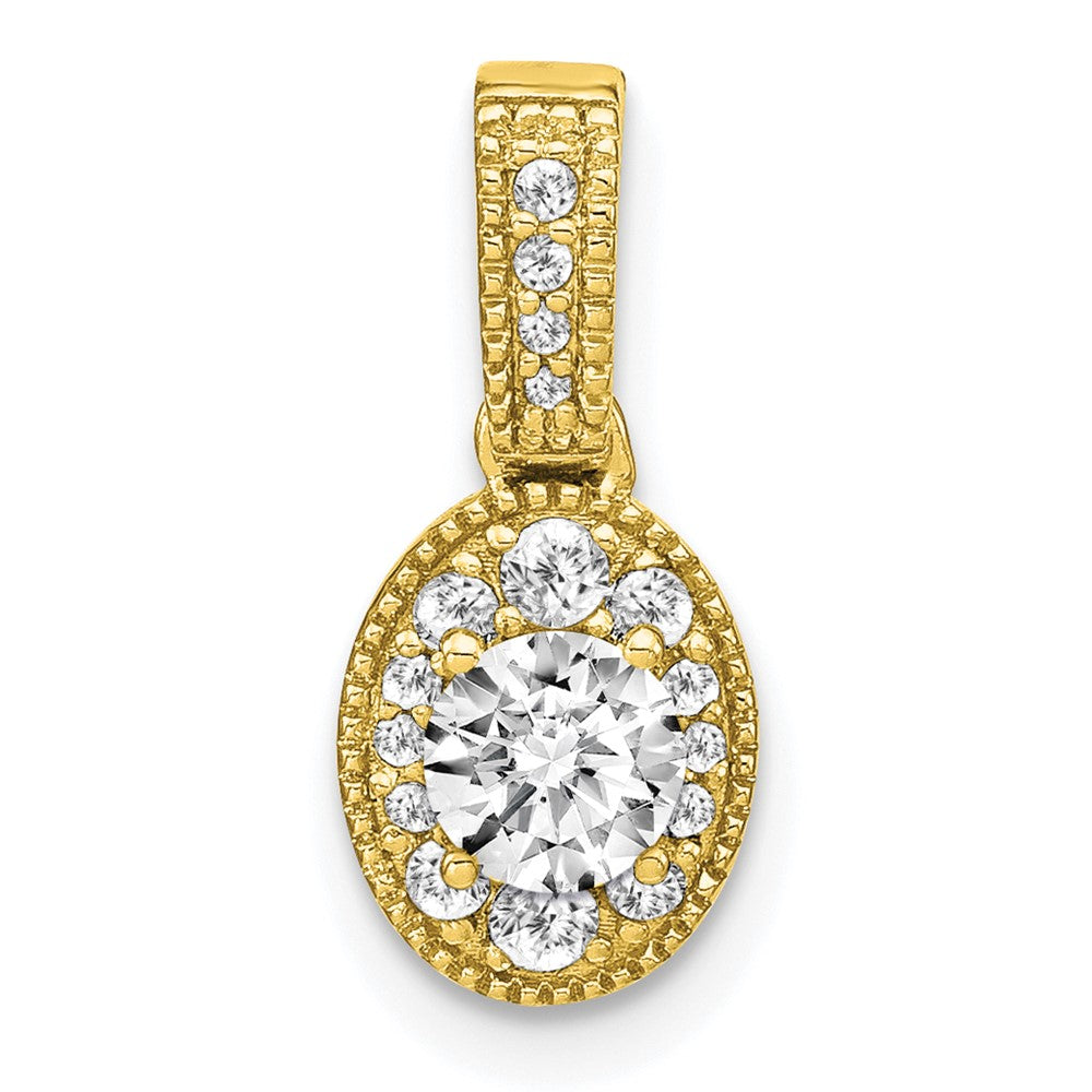 14K Lab Grown Diamond VS/SI FGH Complete Oval Vintage Pendant