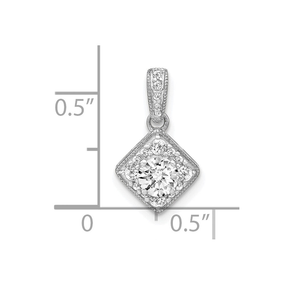 14K White Gold Lab Grown Diamond SI1/SI2, G H I, Complete Square Vintage Pendant