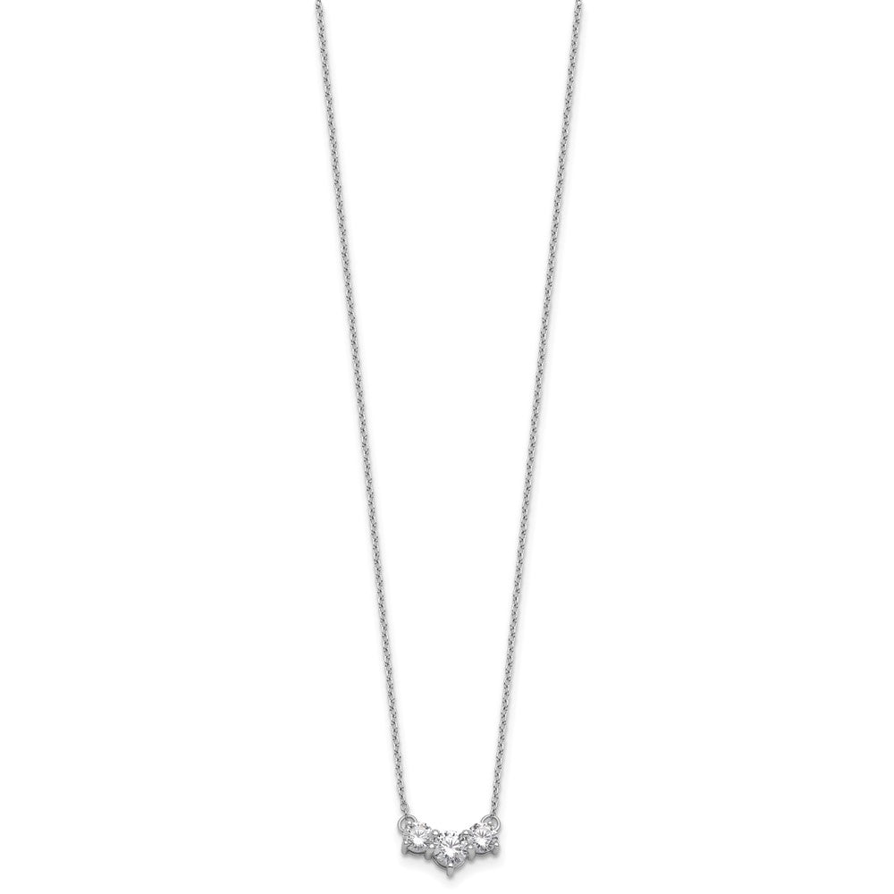 14K White Gold Lab Grown Diamond VS/SI FGH 3 Stone Complete Necklace