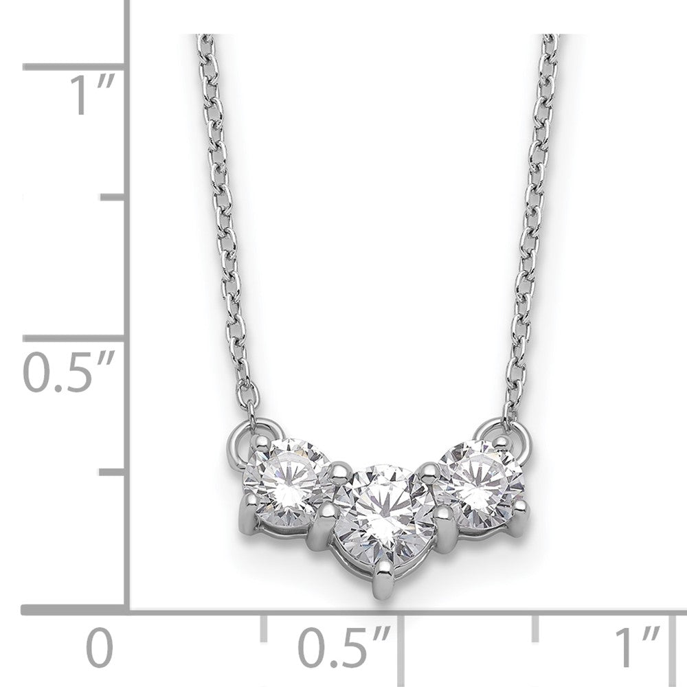 14K White Gold Lab Grown Diamond VS/SI FGH 3 Stone Complete Necklace