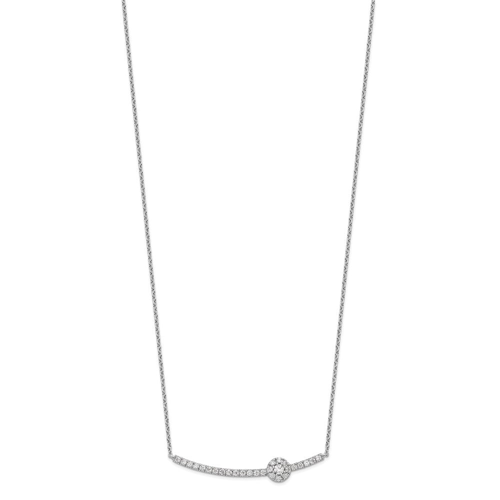 14K White Gold Lab Grown Diamond VS/SI FGH Halo Bar Necklace