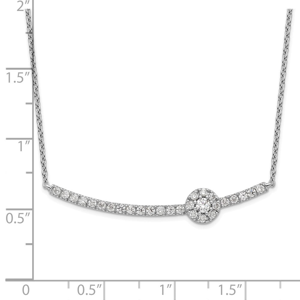 14K White Gold Lab Grown Diamond VS/SI FGH Halo Bar Necklace