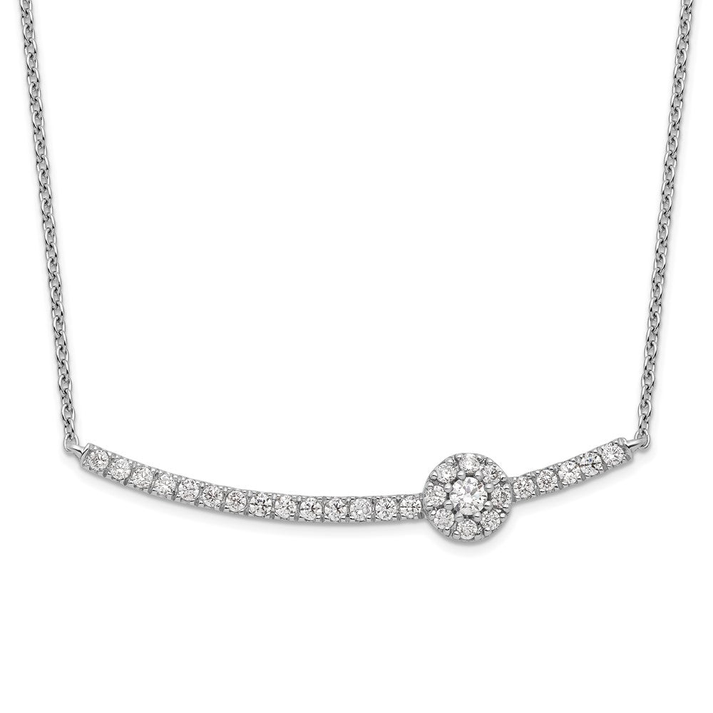 14K White Gold Lab Grown Diamond VS/SI FGH Halo Bar Necklace