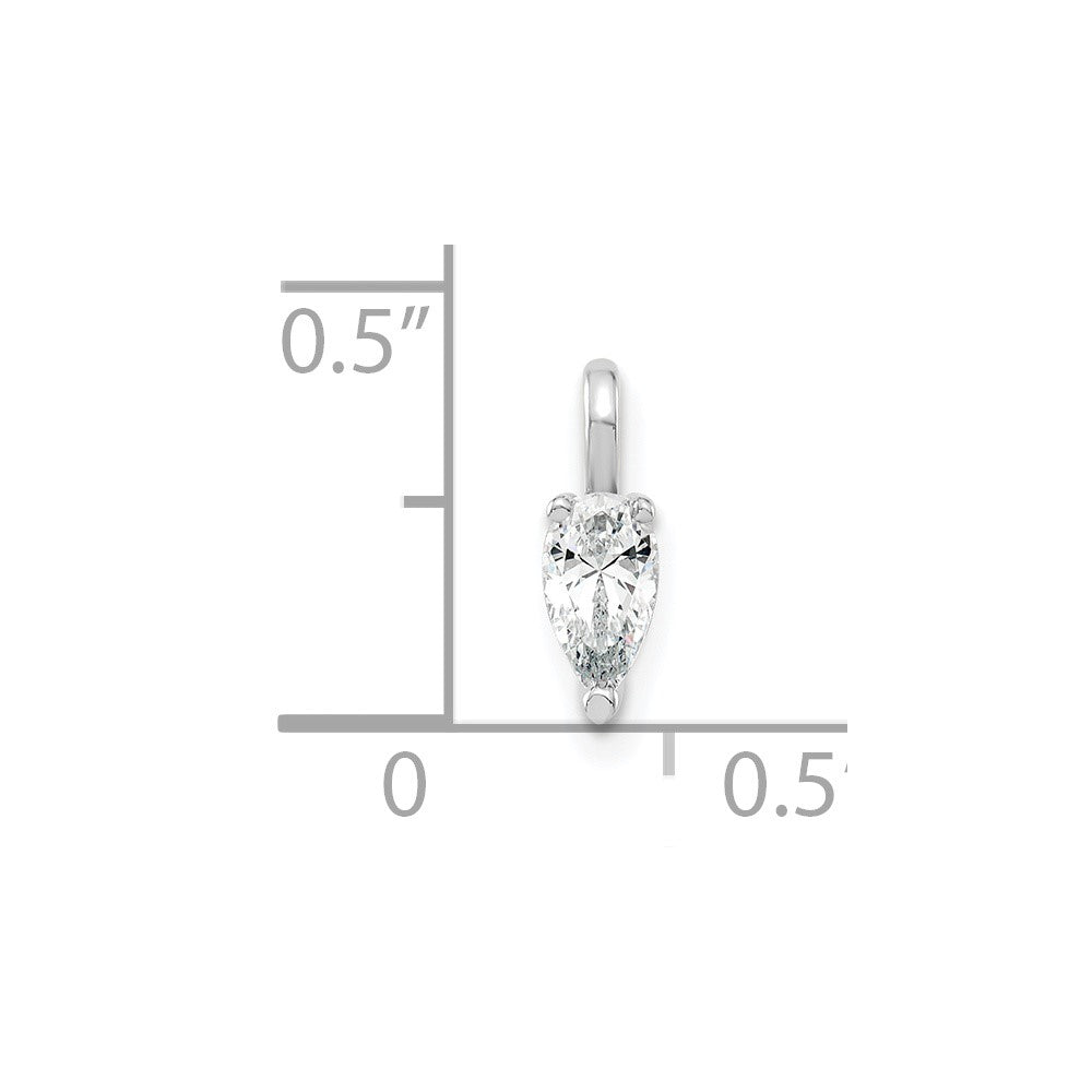 14K White Gold Lab Grown Diamond VS/SI FGH 5.85x3.0mm Pear Solitaire Pendan