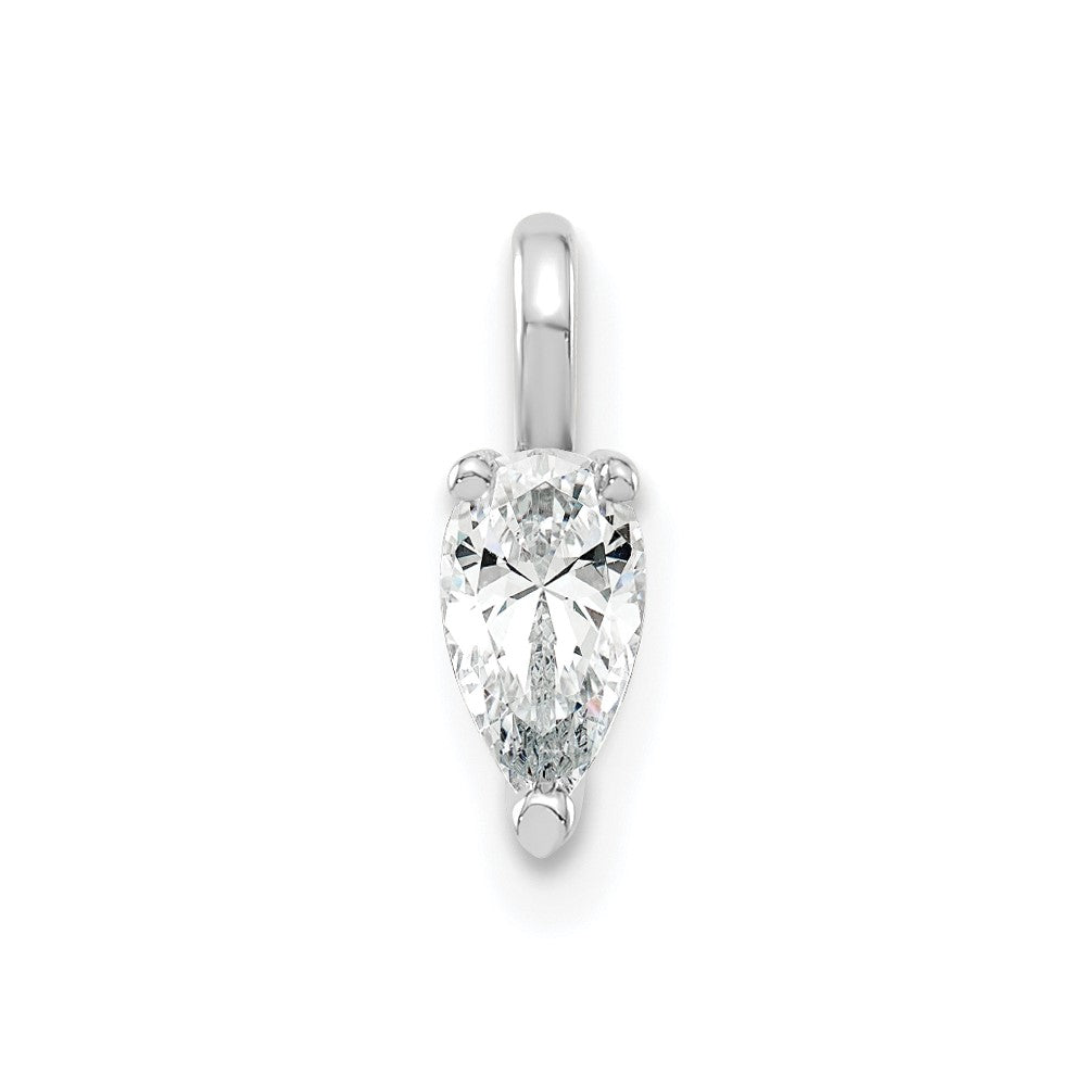 14K White Gold Lab Grown Diamond VS/SI FGH 5.85x3.0mm Pear Solitaire Pendan