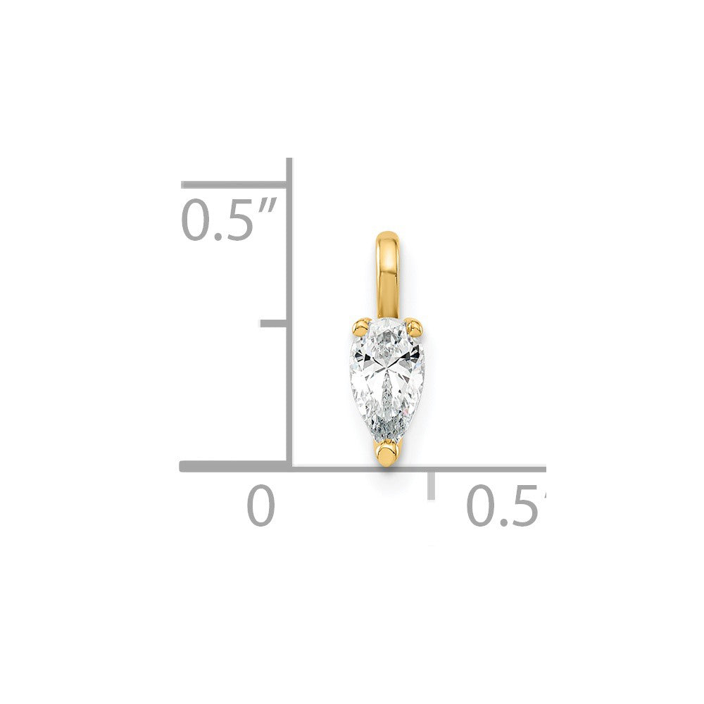 14K Lab Grown Diamond VS/SI FGH 5.85x3.0mm Pear Solitaire Pendant