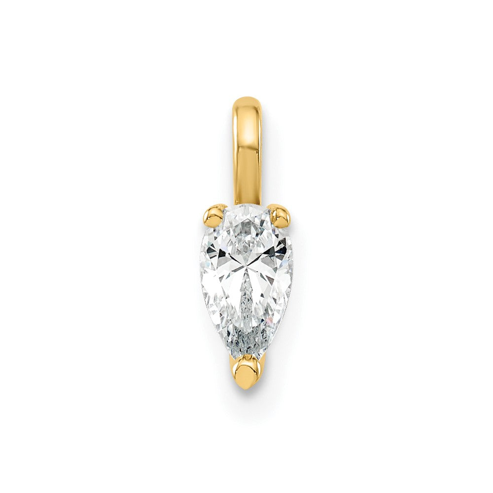 14K Lab Grown Diamond VS/SI FGH 5.85x3.0mm Pear Solitaire Pendant