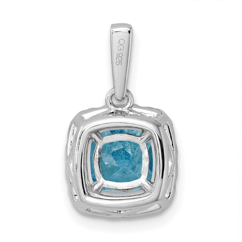 14K White Gold Lab Grown VS/SI FGH Dia and Blue Topaz Halo Pendant