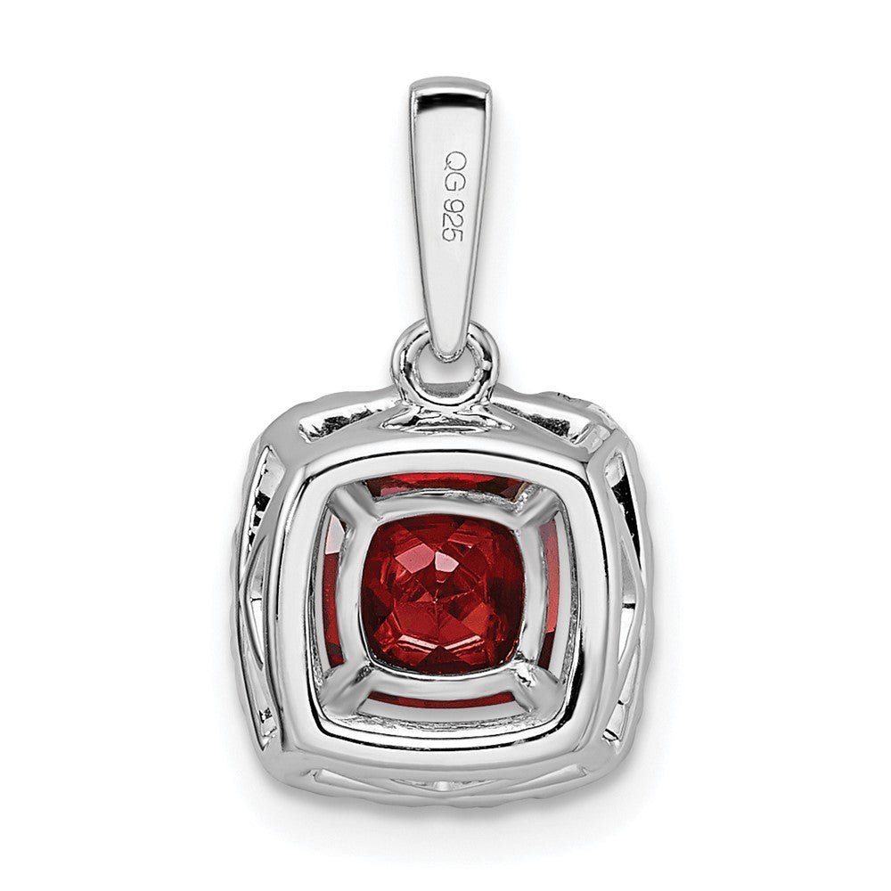 14K White Gold Lab Grown VS/SI FGH Dia and Garnet Halo Pendant