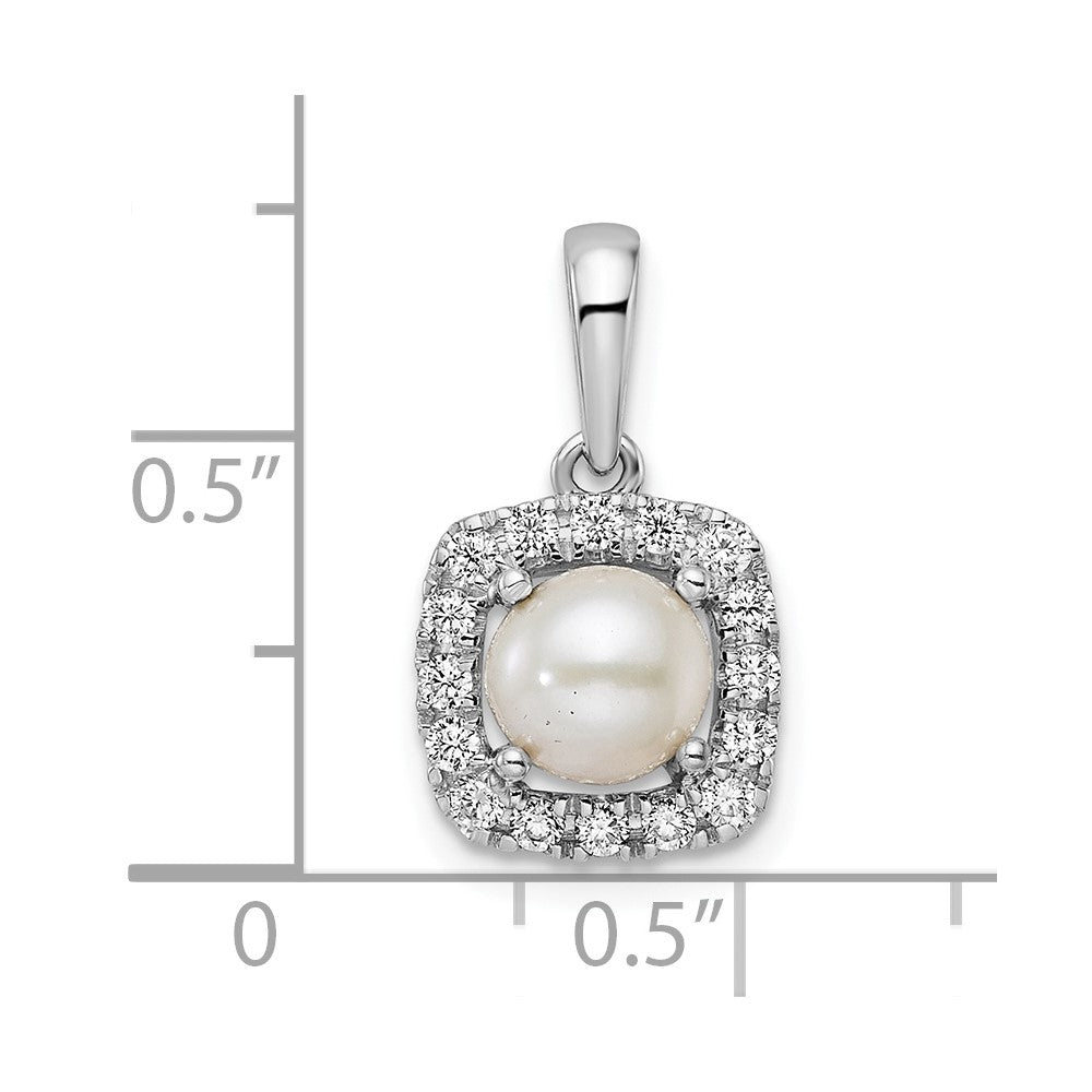 14K White Gold Lab Grown VS/SI FGH Dia and Pearl Pendant