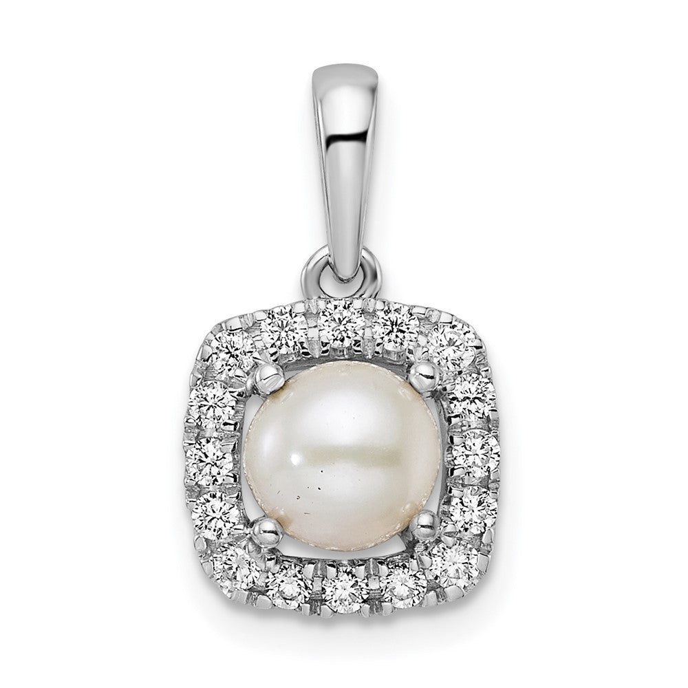 14K White Gold Lab Grown VS/SI FGH Dia and Pearl Pendant