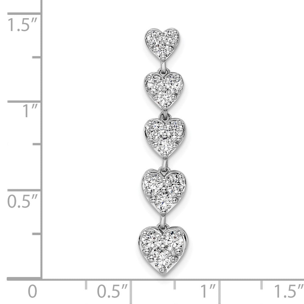 14K White Gold Lab Grown Dia VS/SI FGH 5 Heart Chain Slide Pendant