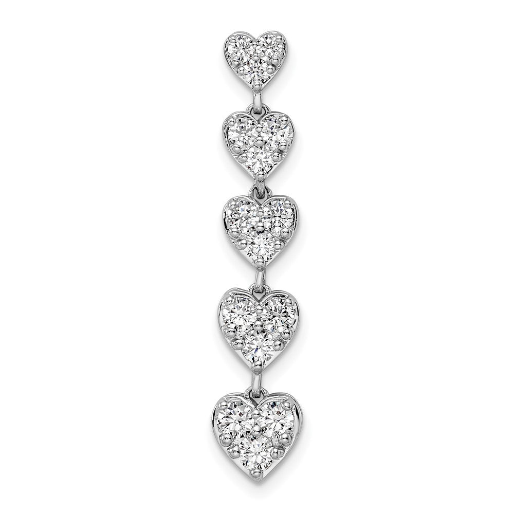 14K White Gold Lab Grown Dia VS/SI FGH 5 Heart Chain Slide Pendant