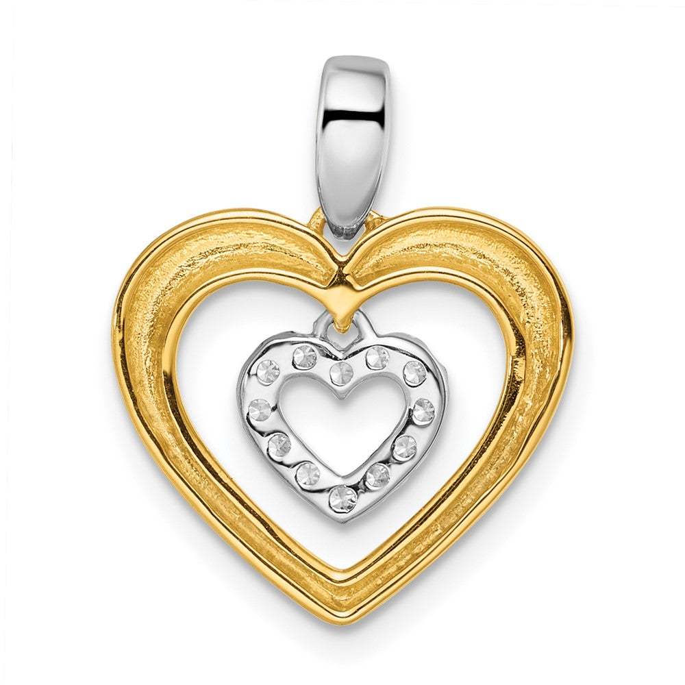 14K Two-Tone Lab Grown Diamond VS/SI FGH Dangle Heart in Heart Penda