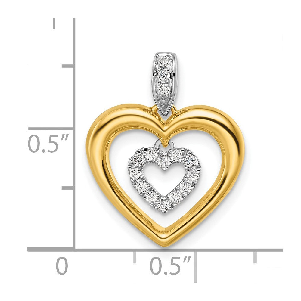 14K Two-Tone Lab Grown Diamond VS/SI FGH Dangle Heart in Heart Penda