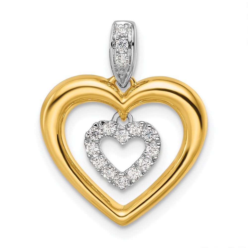 14K Two-Tone Lab Grown Diamond VS/SI FGH Dangle Heart in Heart Penda