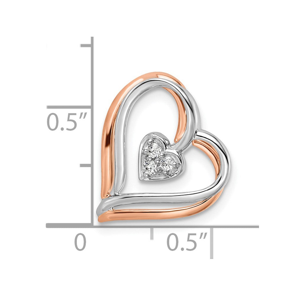 14K Two-Tone Lab Grown Diamond VS/SI FGH Double Frame Heart Pendant